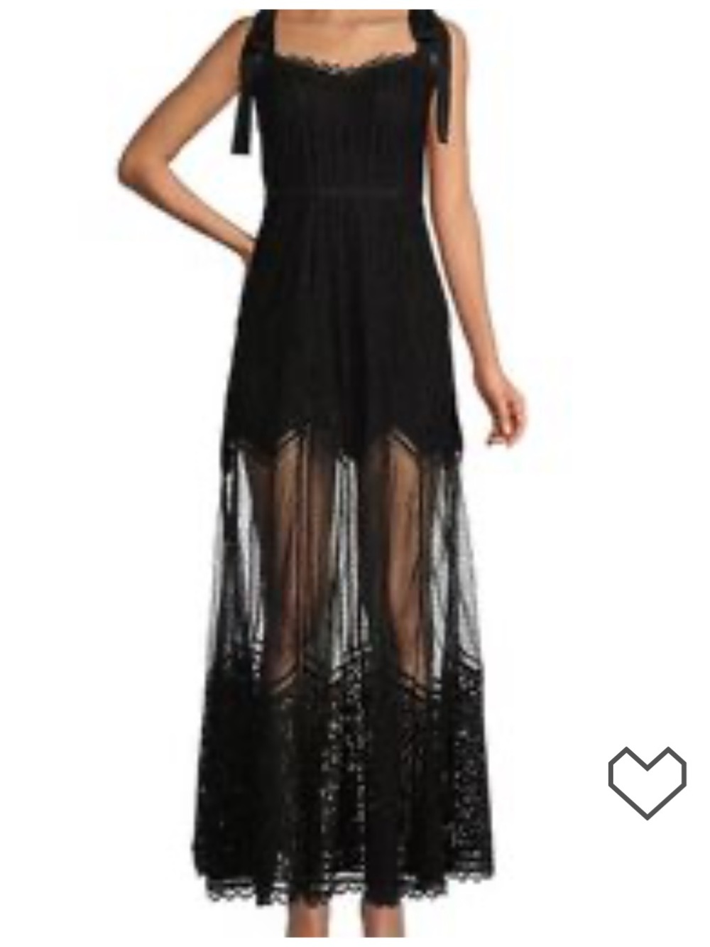 Gianni Bini Black Lace Maxi Dress with Sheer Skirt